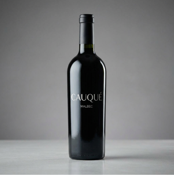 Bodegón editorial — botella CAUQUÉ en estudio.